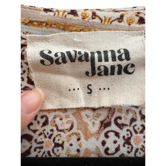 Savanna Jane Boho-Chic V Neck Embroidered T-Shirt Dress 100% Rayon Size S - Picture 7 of 16